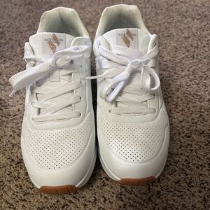 White Sketchers running shoes. Youth size 4 (big girl)
